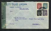 PORTUGAL 1944 Airmail Letter to New York. Two Portuguese postmarks. Reseal Label  Examined by 6093". - 32330 - PostalHist