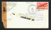 USA 1943 Airmail Letter from army serviceman. Postmark US Army Postal Service APO. Resealed by 6697. Corner damaged.