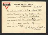 British YMCA Hostel HM Forces Beirut. Hostel pass for New Zealand Army Driver 1942. - 32373 - PostalHist