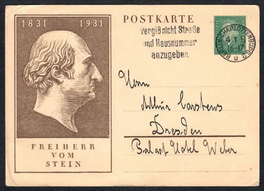 GERMANY 1932 Postkarte Freiherr vom Stein. - 33561 - PostalHist