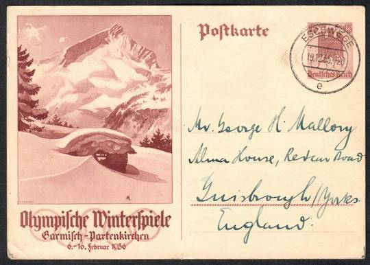 GERMANY 1935 Winter Olympics. Postcard from Eschwege to England. - 33610 - PostalHist