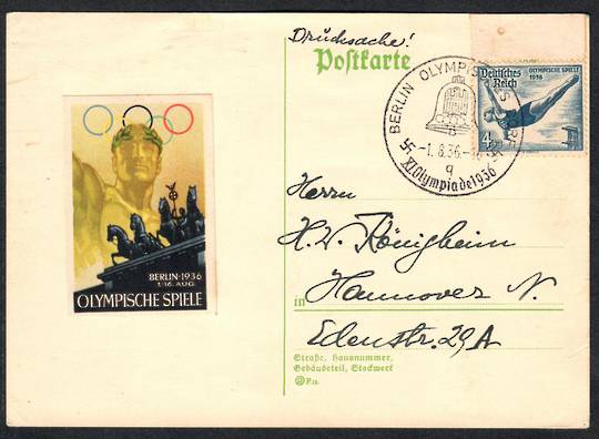 GERMANY 1936 Postcard Olympics with Cinderella. - 33612 - PostalHist