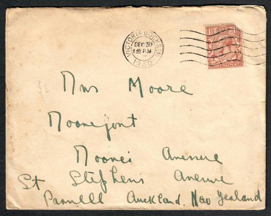 GREAT BRITAIN 1930 Letter written on board ship to New Zealand Postmark Victoria Docks. - 35234 - PostalHist