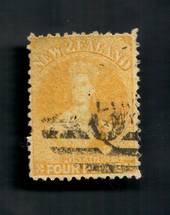 NEW ZEALAND 1862 Full Face Queen 4d Yellow. Perf 12Â½. Postmark O but off face. - 3534 - Used