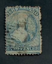 NEW ZEALAND 1862 Full Face Queen 2d Deep Blue. Perf 12½. Extensive plate wear. Light postmark over face. - 3556 - Used