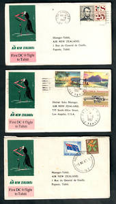 NEW ZEALAND 1967 First DC8 Flight to Tahiti. Three covers. New Zealand to Tahiti. Tahiti to USA. USA to Tahiti. - 35626 - Postal