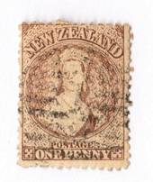 NEW ZEALAND 1862 Full Face Queen 1d Brown. Advanced plate wear. Light postmark frames face. Excellent item. - 3585 - FU