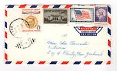 USA 1958 Airmail Letter to New Zealand with 1957 Christmas Greetings TB Cinderellas on the reverse (strip of three). - 36853 - P