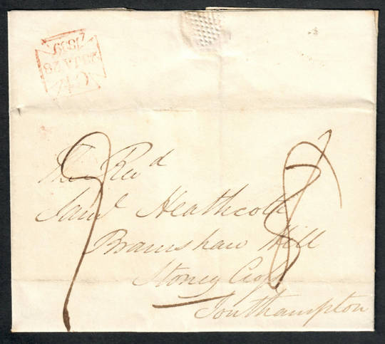ENGLAND 1839 Letter from Charing Croo to Southampton. Red Maltese Cross canel  Manuscript markings. - 37110 - PostalHist