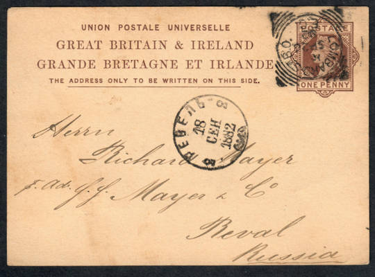 GREAT BRITAIN  1882 Postcard from Lombard Street to Russia. Nice Russian receiving mark on the reverse. - 37115 - PostalHist