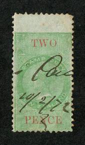 NEW ZEALAND 1867 Victoria 1st Long Type Fiscal 2d Green and Red. - 3717 - Used