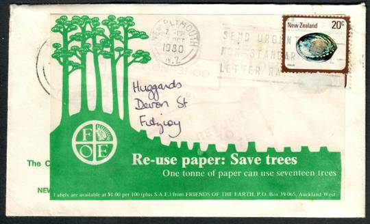 NEW ZEALAND 1980 Cover with Label Re-use paper Save Trees. - 37265 - PostalHist