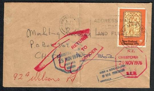 NEW ZEALAND 1976 Letter Redirected then Return to Snder. - 37266 - PostalHist