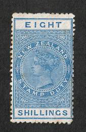 NEW ZEALAND 1882 Victoria 1st Long Type Fiscal 8/- Blue. - 3742 - MNG