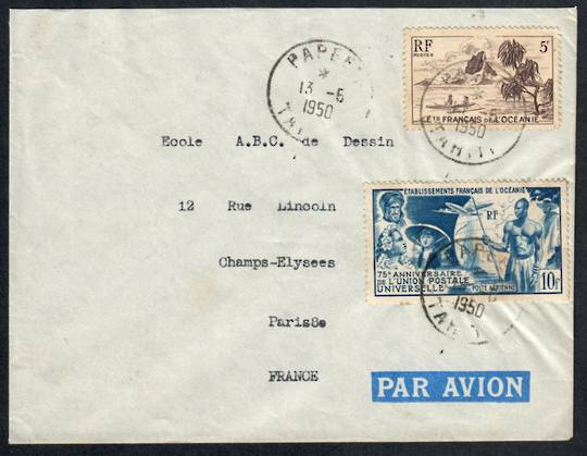 FRENCH OCEANIC SETTLEMENTS 1950 Letter from Papeete to France. Universal Postal Union 10fr. - 37539 - PostalHist