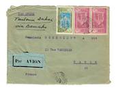 IVORY COAST 1936 Airmail (Dakar to Toulouse via Bamako). Letter from Abidjan to Paris. Dakar backstamp and square backstamp and