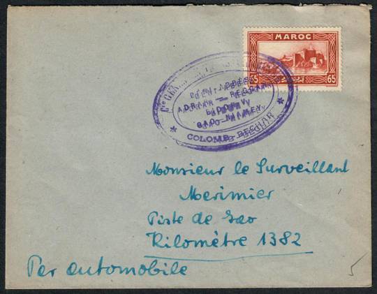 FRENCH MOROCCO 1927 ??? Letter carried by Compagnie Generale Transsaharienne on the Colomb-Bechar route to Niamey in Mali then F