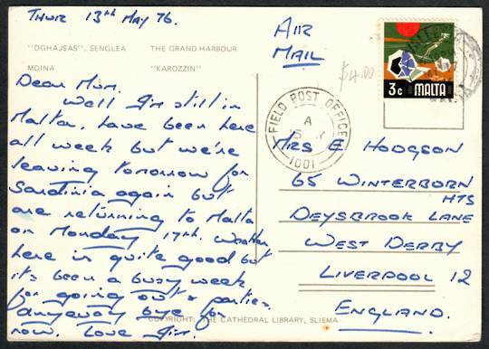 MALTA 1976 Postcard to England. Field Post Office. - 37703 - PostalHist