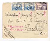 FRENCH MOROCCO 1956 Letter from Rabat to Paris. Two Morocco and one France stamp. Spoilt by comments in red ink. - 37764 - Posta