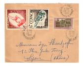 MONACO 1953 Letter with Helsinki and 1924 2fr to Lyon.