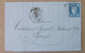 FRANCE 1874 Lettersheet from Beziers to Lyon. Franked with 25c Ceres, Deep Blue. Perf 14x13½. Type 3. Postmarked Beziers 18 Dec
