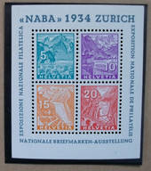 SWITZERLAND 1934 International Stamp Exhibition Zurich. Miniature sheet. - 37971 - LHM