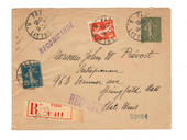 FRANCE 1919 Registered Letter posted from Paris to USA 20/5/1919. Backstamped New York 2/6/1919 and Springfield 3/6/1919. Printe