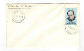 NEW ZEALAND Postmark Dunedin  NUGGETS on 1965 Churchill first day cover. As Nuggets was a telegraph office the postmark was obta