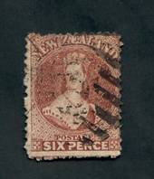 NEW ZEALAND 1862 Full Face Queen 6d Red-Brown. Heavy postmark detracts. - 39021 - Used