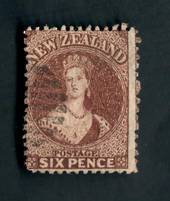 NEW ZEALAND 1862 Full Face Queen 6d Red-Brown. Very nice postmark. Slightly dull in one corner. - 39022 - Used