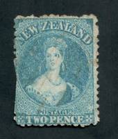 NEW ZEALAND 1862 Full Face Queen 2d Greenish Blue. Perf 12½. Watermark Large Star. The perfs are cut off along one side but stil