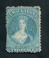 NEW ZEALAND 1862 Full Face Queen 2d Greenish Blue. Perf 12Â½. Watermark Large Star. The perfs are cut off along one side but sti