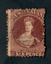 NEW ZEALAND 1855 Full Face Queen 2d Blue. Imperf. Watermark Large Star. Three good margins. The fourth cut into. Light postmark