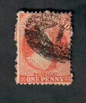 NEW ZEALAND 1862 Full Face Queen 1d Pale Orange. Perf 12½ at Auckland. Heavy cancel. - 39050 - Used