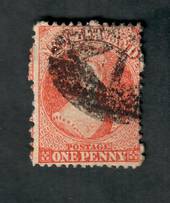 NEW ZEALAND 1862 Full Face Queen 1d Pale Orange. Perf 12Â½ at Auckland. Heavy cancel. - 39050 - Used