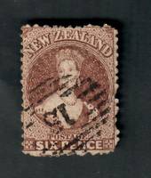 NEW ZEALAND Postmark Numeral 15 on Full Face Queen 6d Brown. The stamp has one dull corner but the postmark is excellent. - 3905