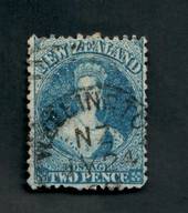 NEW ZEALAND Postmark WELLINGTON on Full Face Queen 2d Blue. The stamp is described by a previous owner as CP A2n(V) (background
