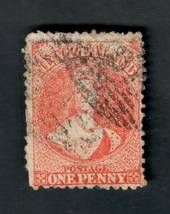 NEW ZEALAND 1862 Full Face Queen 1d Red. Perf 12½. Watermark Large Star. Some munted perfs do not detract but unpleasant postmar