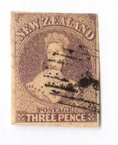 NEW ZEALAND 1855 Full Face Queen 3d Brown-Lilac. Three good margins. Touching right top. - 39155 - Used