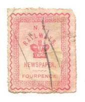 NEW ZEALAND 1890 Railway Newspapers 4d Rose.