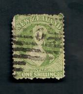 NEW ZEALAND 1862 Victoria 1st Full Face Queen 1/- Green with Postmark 0 over the face. - 39217 - Used