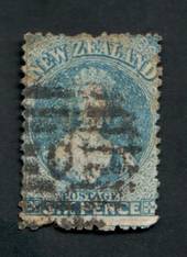 NEW ZEALAND 1862 Full Face Queen 6d Blue. Heavy Postmark. Spacefiller. - 39239 - Used