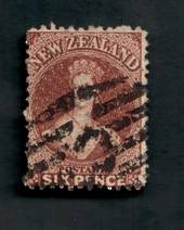 NEW ZEALAND 1862 Full Face Queen 6d Brown. Heavy postmark C. - 39242 - Used