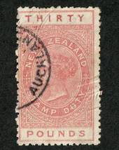 NEW ZEALAND 1880 Long Type Fiscal £30 Red Brown. Good fiscal cancel. Repaired slit cancel. - 39293 - Fiscal