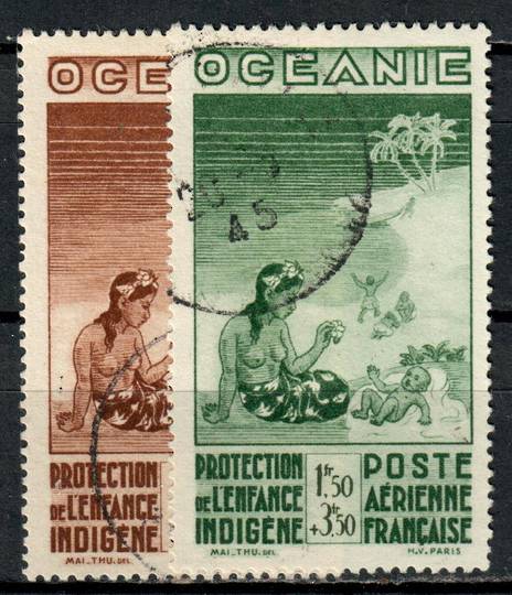 FRENCH OCEANIC SETTLEMENTS 1942 Child Protection. Set of 2. Issued by the Vichy Government and not available in the islands. Pos