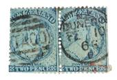 NEW ZEALAND 1862 Full Face Queen 2d Pale Blue. Plate 1. Worn. Pair. Side perfs cut into. But useful for replating. - 39423 - Use