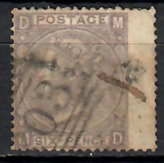 GREAT BRITAIN 1867 Definitive 6d Deep Lilac with hyphen. Plate 6. Letters DMMD. Postmark Oval 203. Wing margin. - 39456 - Used