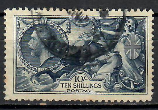 GREAT BRITAIN 1934 Geo 5th Definitive 10/- Indigo. Re-engraved with cross-hatching. Parcel cancel but the profile is clear. - 39