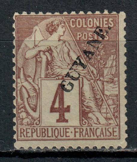 FRENCH GUIANA 1892 Surcharge on Commerce type 4c Purple-Brown on grey. - 39483 - MNG