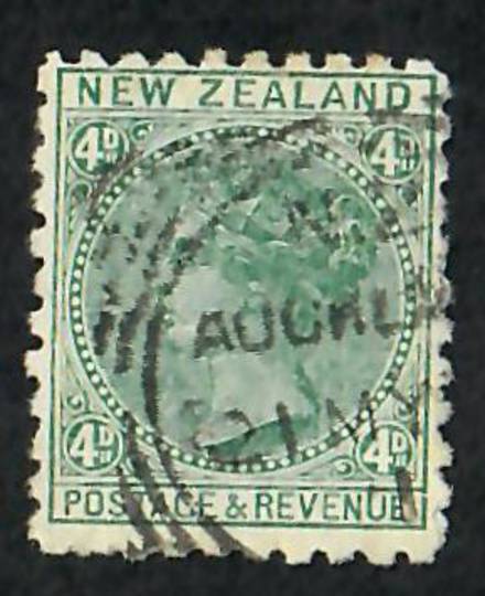 NEW ZEALAND 1882 Victoria 1st Second Sideface 4d Green. Third setting in Mauve. Macbean Stewart. - 3951 - FU